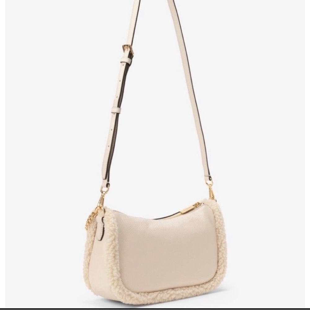 Michael Kors Carmela Leather Shearling Trim Bag With Detachable Strap NEW - Picture 2 of 7